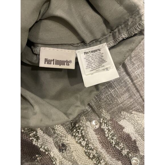 Pier 1 Imports CHRISTMAS STOCKING Holiday 18" Beaded Silver& White Tree‎ Set 2 - Picture 6 of 7